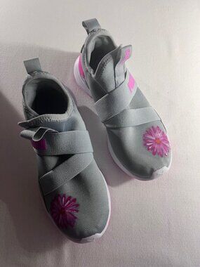 PUMA Dare AC slip-on sneakers pink floral accent grey soft foam Women‎ Size 5.5